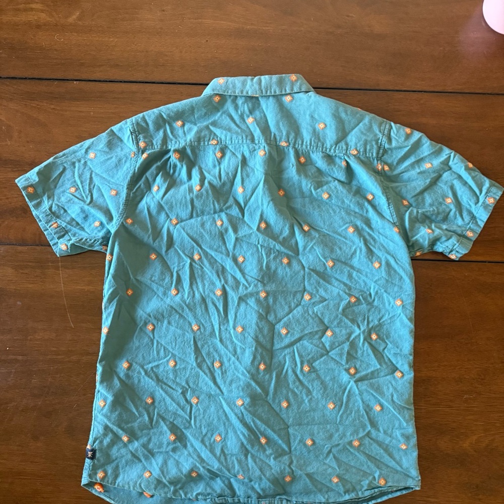 Roark Teal Button-Down Shirt with Orange Pattern - Picture 2 of 5